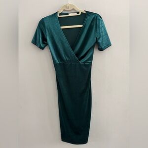 Zara Green Women’s Velvet Dress Stretchy Holiday Party Christmas Fancy Outfit